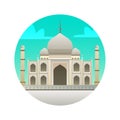 Taj Mahal flat icon. Landmark of India, Agra historical sights.